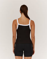 CONTROL RIBBED TANK TOP - BLACK