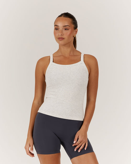 CONTROL RIBBED TANK TOP - SNOW GREY