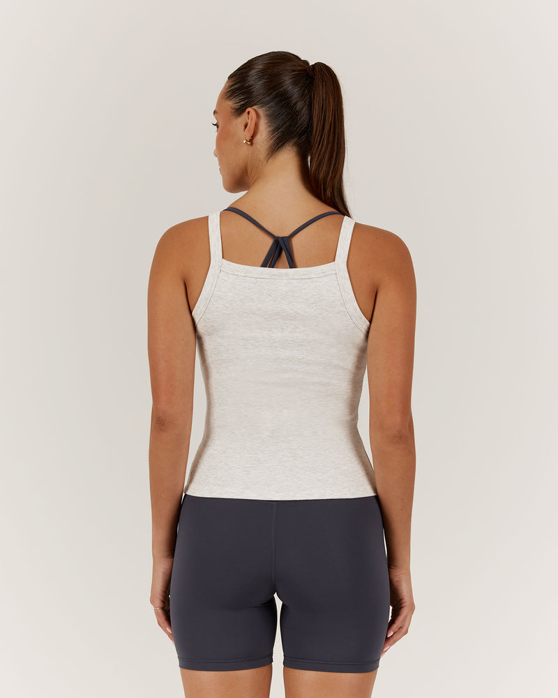 CONTROL RIBBED TANK TOP - SNOW GREY