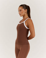 CONTROL RIBBED TANK TOP - TOFFEE