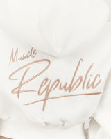 CROPPED ZIP UP HOODIE - OFF WHITE
