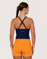 CROSS BACK PERFORMANCE RIB TOP - AR SONIC BLUE