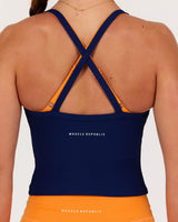 CROSS BACK PERFORMANCE RIB TOP - AR SONIC BLUE