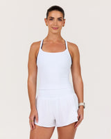 CROSS BACK PERFORMANCE RIB TOP - AR WHITE