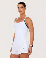 CROSS BACK PERFORMANCE RIB TOP - AR WHITE