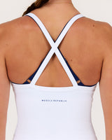 CROSS BACK PERFORMANCE RIB TOP - AR WHITE