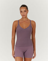 DEFINITION RIBBED TANK TOP - PLUM