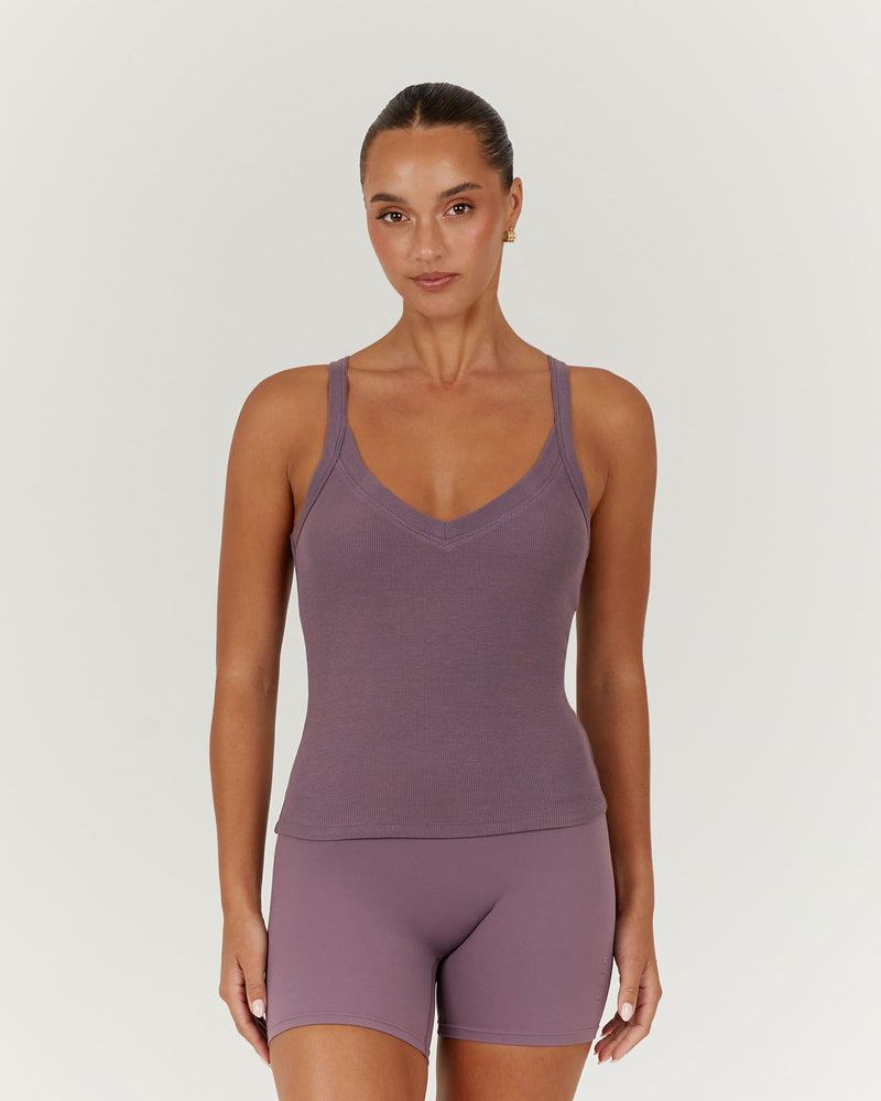 DEFINITION RIBBED TANK TOP - PLUM