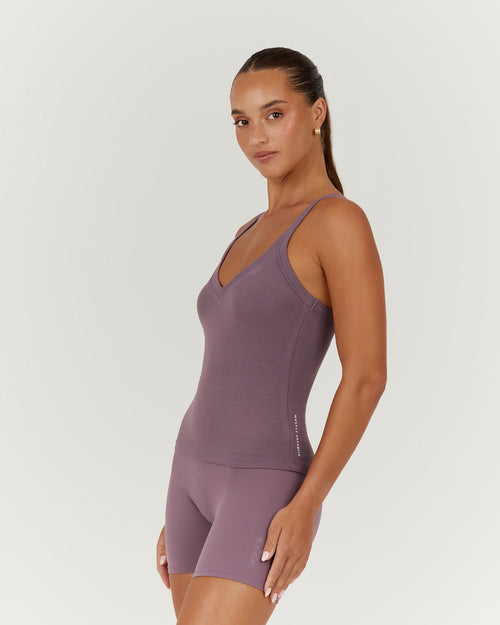 DEFINITION RIBBED TANK TOP - PLUM