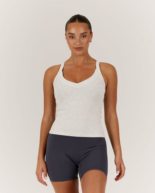 DEFINITION RIBBED TANK TOP - SNOW GREY