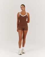 DEFINITION RIBBED TANK TOP - TOFFEE