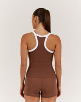 DEFINITION RIBBED TANK TOP - TOFFEE