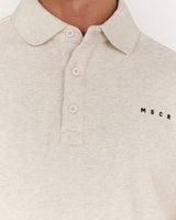 MENS TERRY BOXY LONG SLEEVE POLO TOP - OAT MARLE ELEVATION