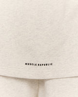 MENS TERRY BOXY LONG SLEEVE POLO TOP - OAT MARLE ELEVATION