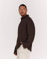 MENS TERRY BOXY LONG SLEEVE POLO TOP - VOLCANO ELEVATION