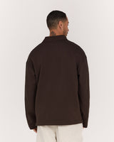 MENS TERRY BOXY LONG SLEEVE POLO TOP - VOLCANO ELEVATION