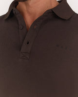 MENS TERRY BOXY LONG SLEEVE POLO TOP - VOLCANO ELEVATION