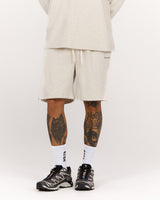 MENS TERRY RELAXED SWEATSHORTS - OAT MARLE ELEVATION