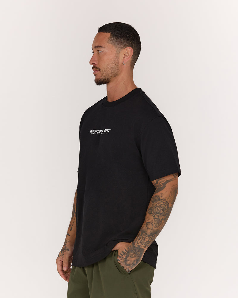 MENS HEAVY RELAXED TEE - BLACK ENDURO – MUSCLE REPUBLIC
