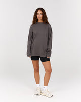 ESSENTIALS LONG SLEEVE TEE - FADED ONYX