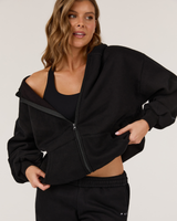 OVERSIZED ZIP UP HOODIE - BLACK
