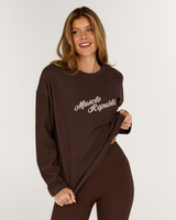 WAFFLE OVERSIZED LONG SLEEVE TEE - FONDANT