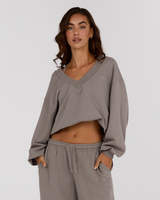 TERRY V NECK JUMPER - DOVE