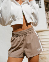 CONTRAST WOVEN SHORTS - LILLY TAUPE WHITE