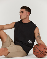 MENS HEAVY BOXY TANK - FADED BLACK TRANSITION