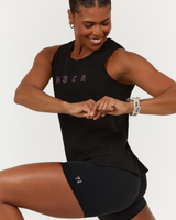 VELORA LONGLINE SINGLET - BLACK