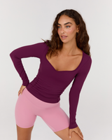LUXE STELLA SWEETHEART LONG SLEEVE TOP - BEET