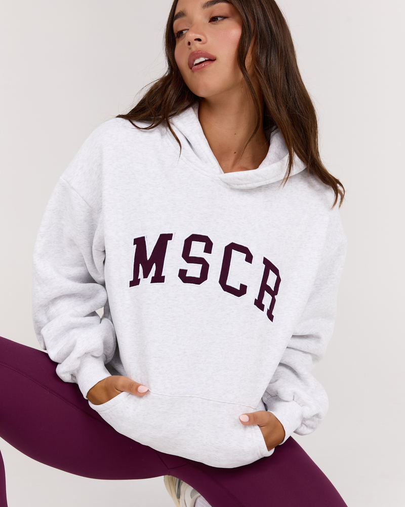 OVERSIZED HOODIE - SNOW GREY BEET MSCR COLLEGIATE – MUSCLE REPUBLIC