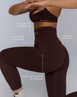 SEAMLESS INVISIBLE SCRUNCH FULL LENGTH LEGGINGS - CHESTNUT