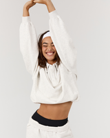 TERRY BUTTON UP SWEATSHIRT - SNOW GREY