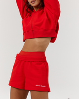 TERRY CASUAL SHORTS - FIERY RED