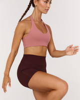 MOTION 360 V NECK HALTER BRA - DUSTY ROSE