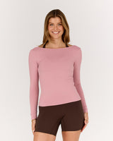 FLUID BOAT NECK LONG SLEEVE TOP - BLOOM