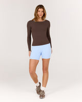 FLUID BOAT NECK LONG SLEEVE TOP - FONDANT