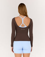 FLUID BOAT NECK LONG SLEEVE TOP - FONDANT