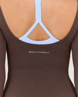 FLUID BOAT NECK LONG SLEEVE TOP - FONDANT