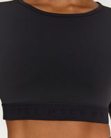 FLUID CROPPED LONG SLEEVE TOP - BLACK