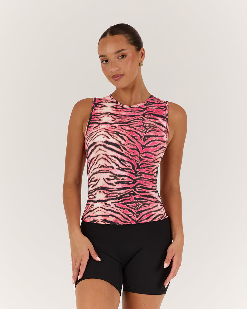 FLUID TANK TOP - TIGER PEACH