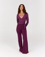 FLUID WRAP LONG SLEEVE TOP - BEET