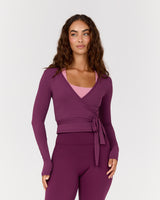 FLUID WRAP LONG SLEEVE TOP - BEET