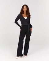 FLUID WRAP LONG SLEEVE TOP - BLACK