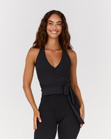 FLUID WRAP TOP - BLACK