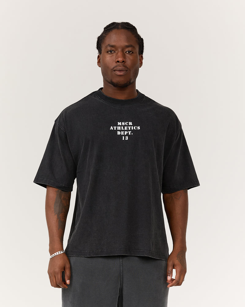 MEN'S BOXY TEE - FADED BLACK FOUNDRY – MUSCLE REPUBLIC
