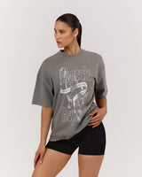 ESSENTIALS TEE - FADED DOVE FURLED LEOPARD