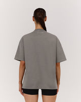 ESSENTIALS TEE - FADED DOVE FURLED LEOPARD