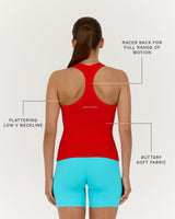 LUXE V NECK LONGLINE TANK - FIERY RED